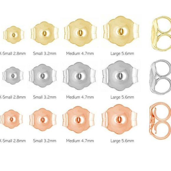 14K Solid Gold Push Backs. Replacement Backing- Butterfly Earring Backs X-Small - Picture 2 of 6